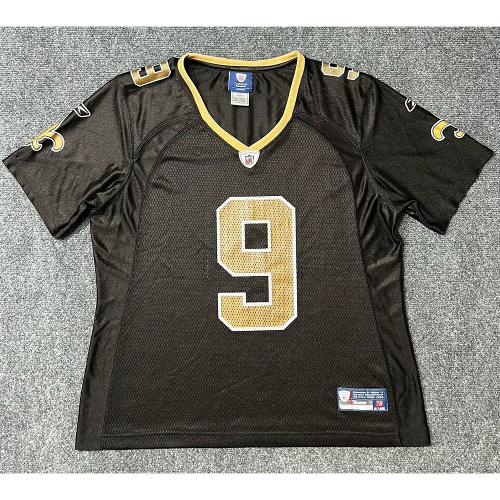 New Orleans Saints Women's Large Drew Brees #9 Black Reebok Football Mesh Jersey